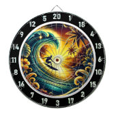 Surfer rijden Sunset Wave Wall Art Dartbord (Voorkant)