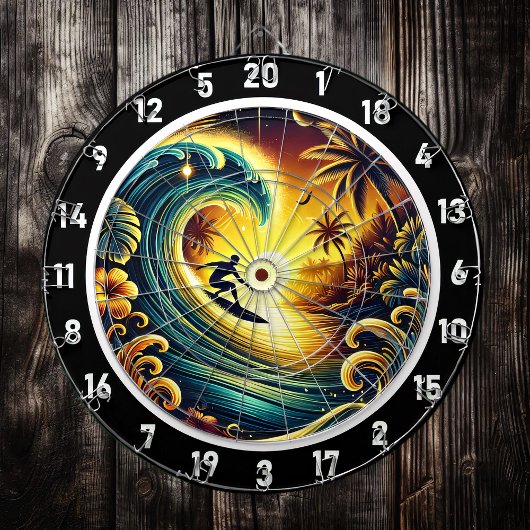Surfer rijden Sunset Wave Wall Art Dartbord