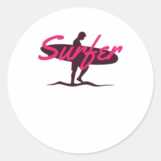 Surfer Ronde Sticker (Voorkant)