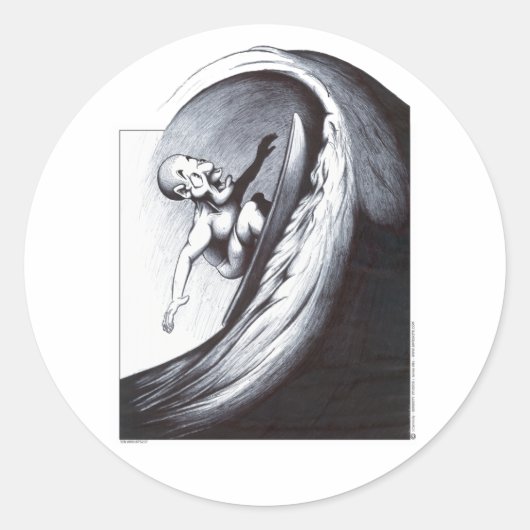 Surfer Ronde Sticker (Voorkant)