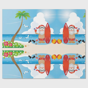 surfer santa claus cadeaupapier