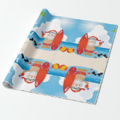 surfer santa claus cadeaupapier (Uitgerold)