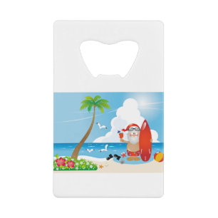 surfer santa claus creditkaart flessenopener