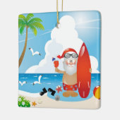 surfer santa claus keramisch ornament (Links)