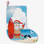 surfer santa claus kleine kerstsok (Voorkant)