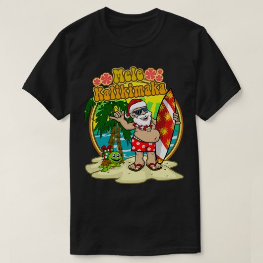 Surfer Santa Hawaiian Christmas T-shirt (Design voorkant)