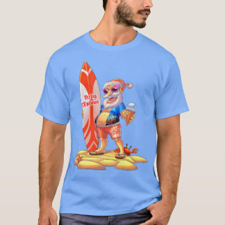 Surfer Santa Hawaiian Kerstmis in juli Surfende Fa T-shirt