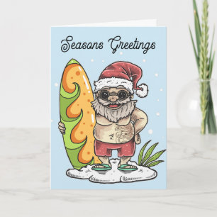 Surfer Santa met Tattoo kerst Kaart