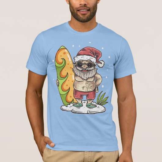 Surfer Santa met Tattoo T-shirt (Voorkant)