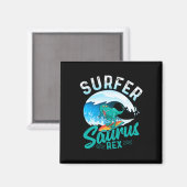 Surfer Saurus Rex Surfende Dinosaur Surf Dino Surf Magneet (Voorkant / Achterkant)