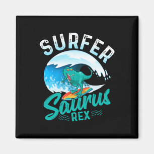 Surfer Saurus Rex Surfende Dinosaur Surf Dino Surf Magneet
