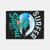 Surfer Saurus Rex Surfende Dinosaurus Surf Dino Su Fleece Deken (Voorkant (Horizontaal))