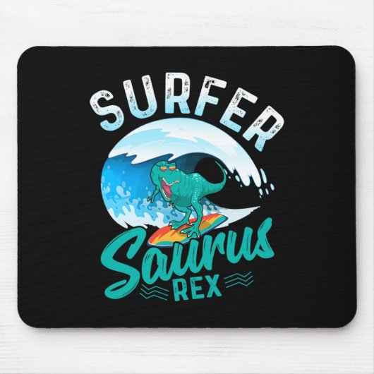 Surfer Saurus Rex Surfende Dinosaurus Surf Dino Su Muismat (Voorkant)