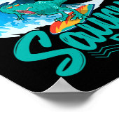 Surfer Saurus Rex Surfende Dinosaurus Surf Dino Su Poster (Hoek)