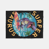 Surfer Saurus T-rex Dinosauriërs Surfen Dino Rijde Fleece Deken (Voorkant (Horizontaal))