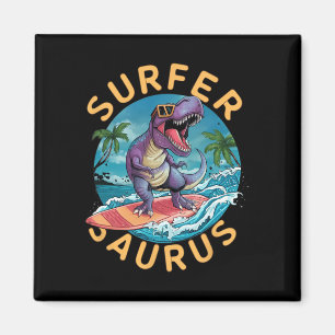 Surfer Saurus T-rex Dinosauriërs Surfen Dino Rijde Magneet