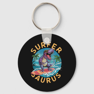 Surfer Saurus T-rex Dinosauriërs Surfen Dino Rijde Sleutelhanger