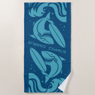 Surfer Shark aangepaste badhanddoek
