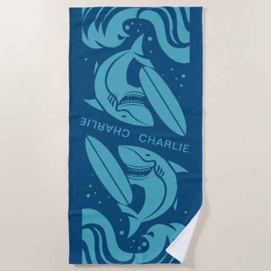Surfer Shark aangepaste badhanddoek (Voorkant)