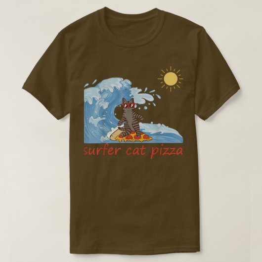 Surfer Shirt Retro Pizza Boy Surfer Cat Pizza Chee (Design voorkant)