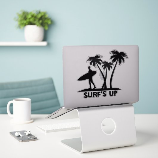 Surfer Silhoette Sticker (Laptop op bureau)
