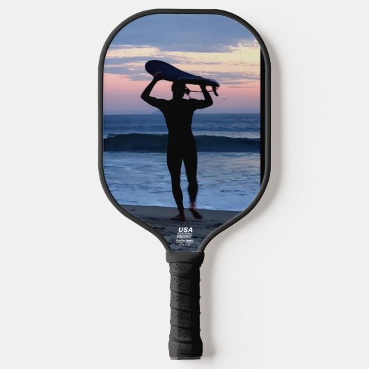 Surfer Silhouet met Nautilus aan de andere kant Pickleball Paddle (Voorkant)