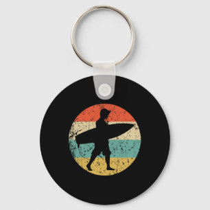 Surfer Silhouet Retro Surfen Sleutelhanger