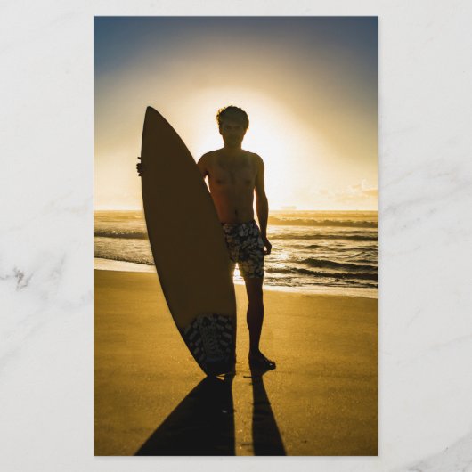 Surfer-silhouet tijdens zonsopgang briefpapier (Voorkant)