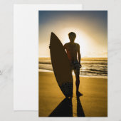 Surfer-silhouet tijdens zonsopgang briefpapier (Voorkant / Achterkant)