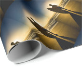 Surfer-silhouet tijdens zonsopgang cadeaupapier (Rol Hoek)