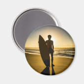 Surfer-silhouet tijdens zonsopgang magneet (Voorkant / Achterkant)