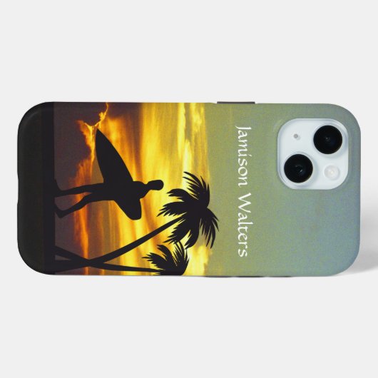 Surfer Silhouette at Sunset - Personalize Case-Mate iPhone Case (Achterkant (horizontaal))
