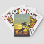 Surfer Silhouette at Sunset - Personalize Pokerkaarten (Achterkant)