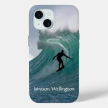 Surfer silhouette Catching a huge wave Personalize