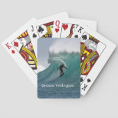 Surfer silhouette Catching a huge wave Personalize Pokerkaarten (Achterkant)