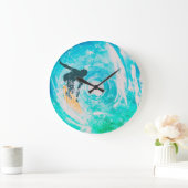 Surfer Silhouette en Blue Water Waves Wall Clock Grote Klok (Huis)