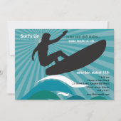 Surfer Silhouette Invitation Kaart (Voorkant)