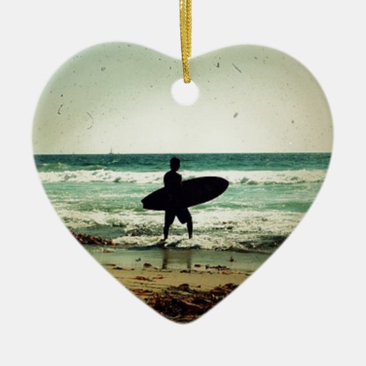  surfer Silhouette Keramisch Ornament (Voorkant)