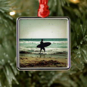 surfer Silhouette Metalen Ornament