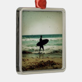 surfer Silhouette Metalen Ornament (Rechts)