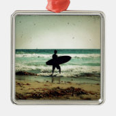  surfer Silhouette Metalen Ornament (Voorkant)