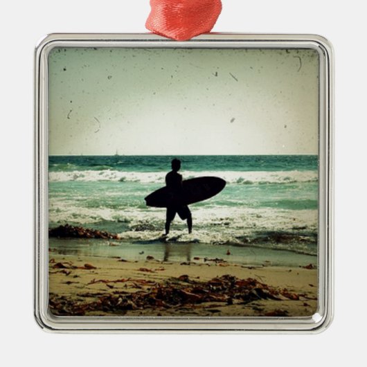 surfer Silhouette Metalen Ornament (Voorkant)