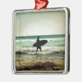  surfer Silhouette Metalen Ornament (Links)