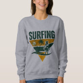 Surfer Silhouette Retro Surfen, leuk surf Trui (Voorkant)