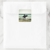 surfer Silhouette Vierkante Sticker (Tas)