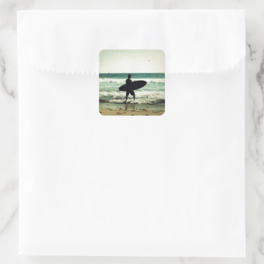 surfer Silhouette Vierkante Sticker (Tas)
