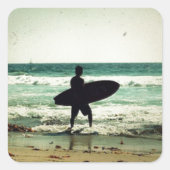 surfer Silhouette Vierkante Sticker (Voorkant)