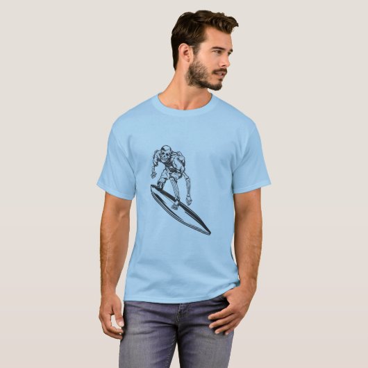 Surfer Skeleton Surf Design T-shirt (Voorkant volledig)