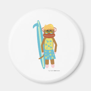 Surfer Sock Monkey Boy Magneet