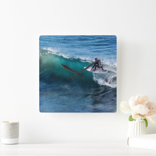 Surfer - Square Wall klok - HAMbyWhiteGlove (Huis)